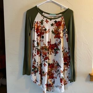 Filly Flair Olive and Cream Floral Tunic